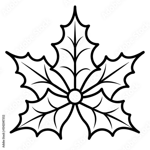 Holly Leaves line art vector