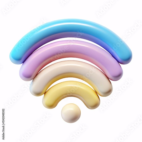 Pastel rainbow wifi symbol isolated on white background