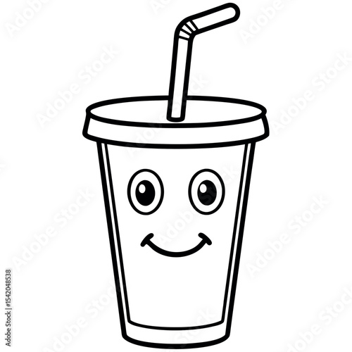      Cup with a straw vector illustration.

