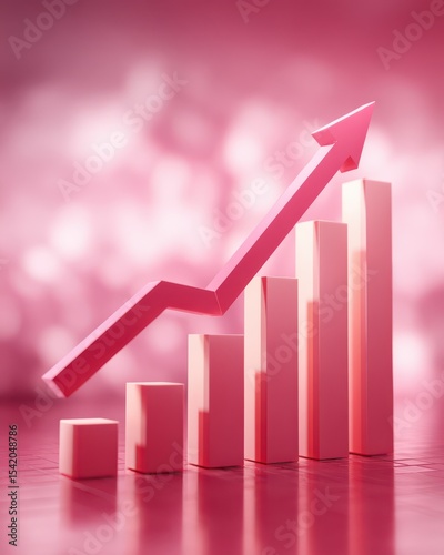 Free Download Rising Growth Chart with Graph Bars and Arrow on a Soft Pink Background Representing Business Success and Financial Progression - GFXLoad