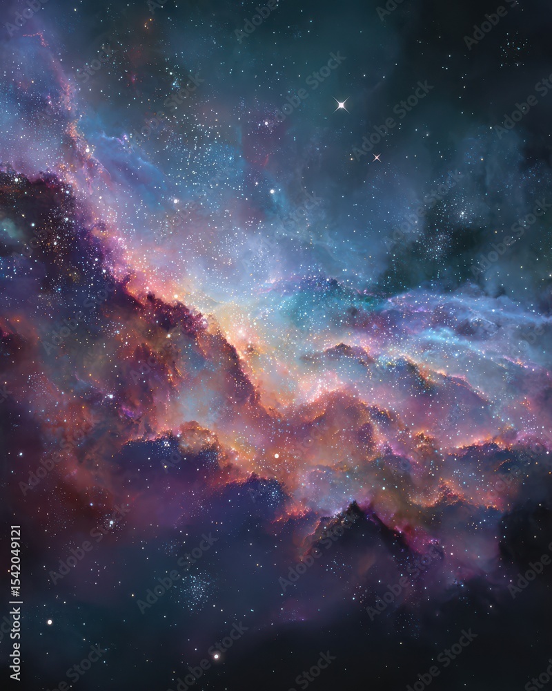 Obraz premium Stunning Cosmic Nebula with Vibrant Colors and Stars in Deep Space Capturing the Essence of the Universe Truly Beautiful