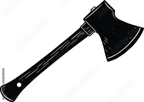 Minimalist hatchet silhouette illustration