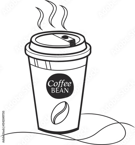 Coffee cup vector icon of hot beverage takeaway drink with steam