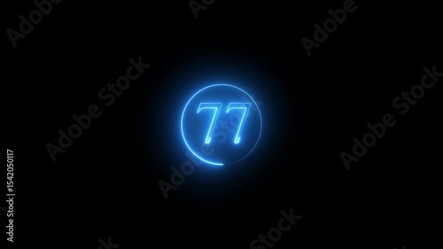 Abstract neon countdown 77 number text background , Abstract sports Light out technology and with number . place and the best digital symbol Abstract sports Light out technology and with number