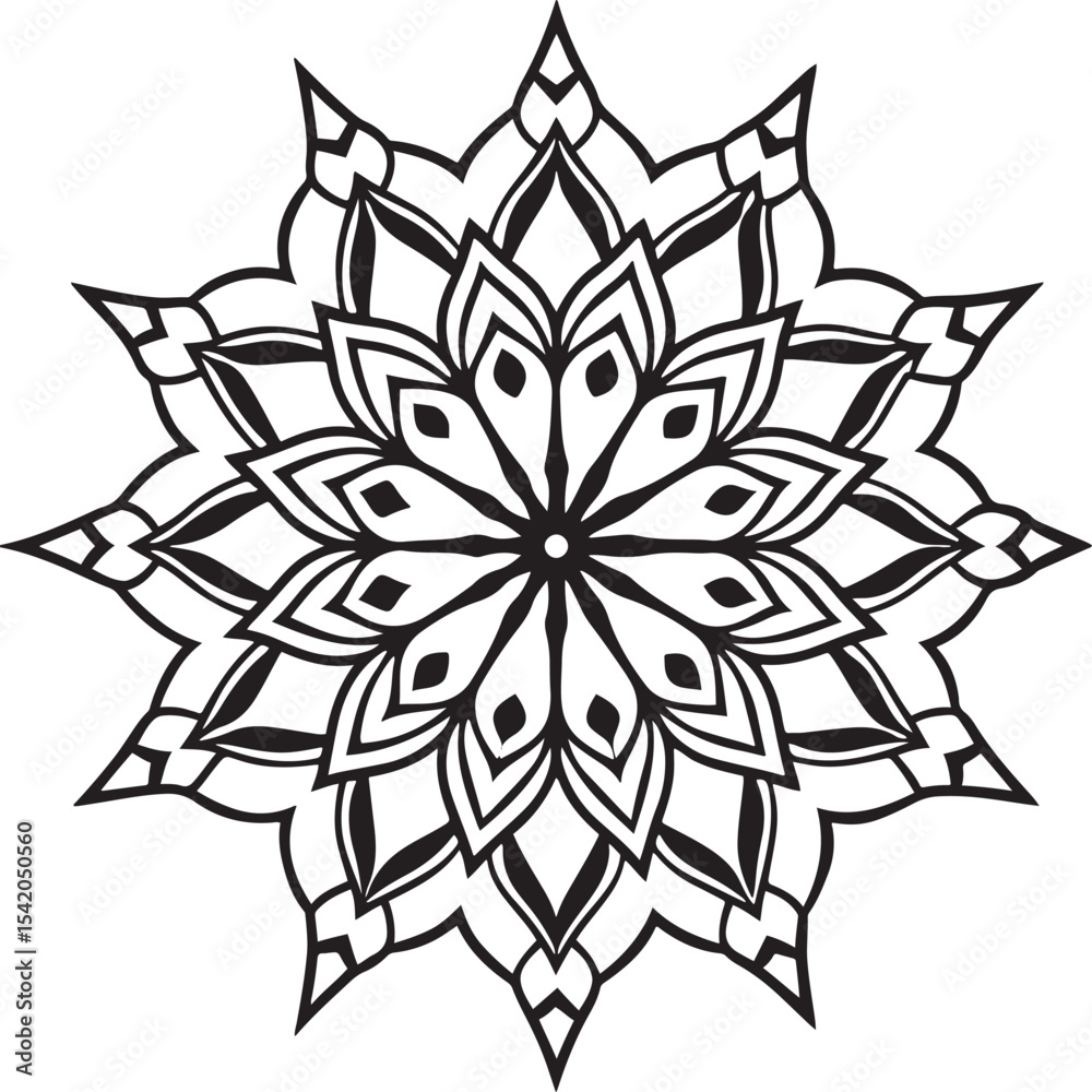 Obraz premium Silhouette black and white mandala