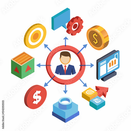 3D affiliate marketing icon isolated on white background, realistic illustration representing online promotion, referral programs, digital business, partnerships, and revenue growth.
