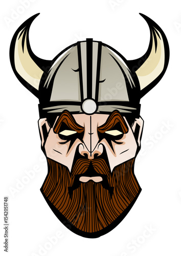 Illustration of a Viking with a helmet