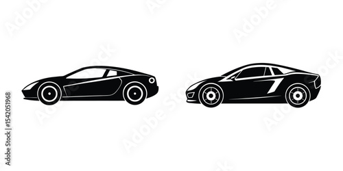 Symbol of a Streamlined Sports Car Accelerating in Profile View Silhouette on White Background