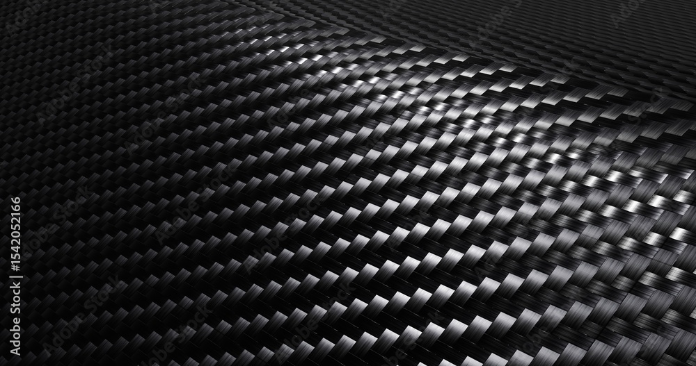 Carbon fiber textured material placed on a curved path with light shining from one side Carbon fiber textured material placed on a curved path with light shining from one side