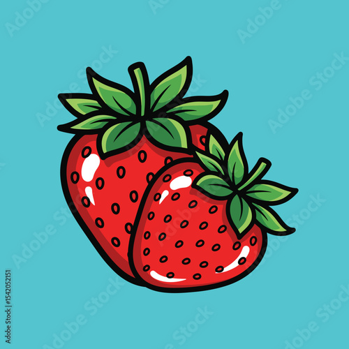 strawberry on a cyan background