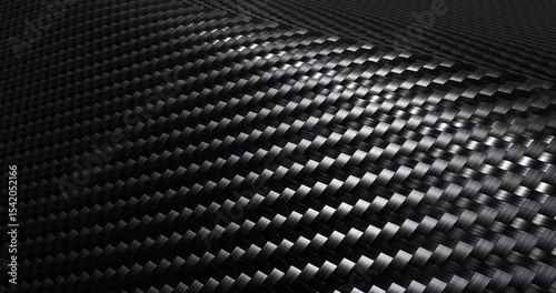 Carbon fiber textured material placed on a curved path with light shining from one side 
