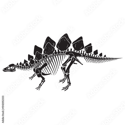 Echoes of the Jurassic world – Stegosaurus skeleton silhouette brought to life in Stegosaurus skeleton vector form – dinosaur skeleton silhouette

