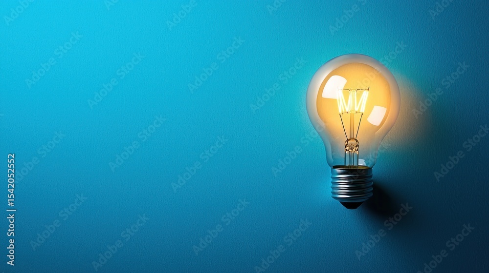 A glowing light bulb against a blue background. The concept of innovation and idea generation. The image represents a bright idea or solution. A glowing light bulb against a blue background. The concept of innovation and idea generation. The image represents a bright idea or solution.