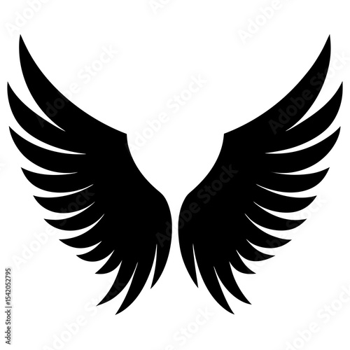 Angel wings spread logo icon illustration for heavenly guardian and spiritual theme