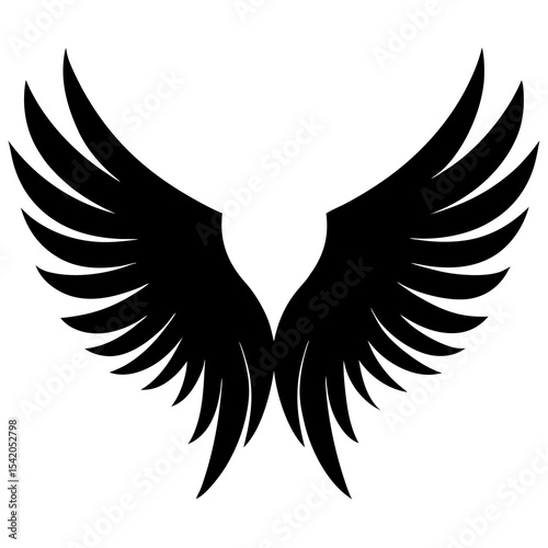 Detailed angel wings logo icon illustration for purity flight and ethereal style