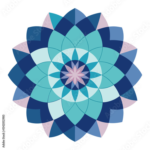 Floral Crescent Mandala with Dotwork for Borders or Body Art