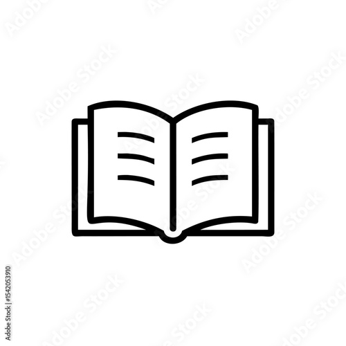Open Book Icon Black Line Art Simple Reading Literature Education Symbol Handmade Muertos Design Element