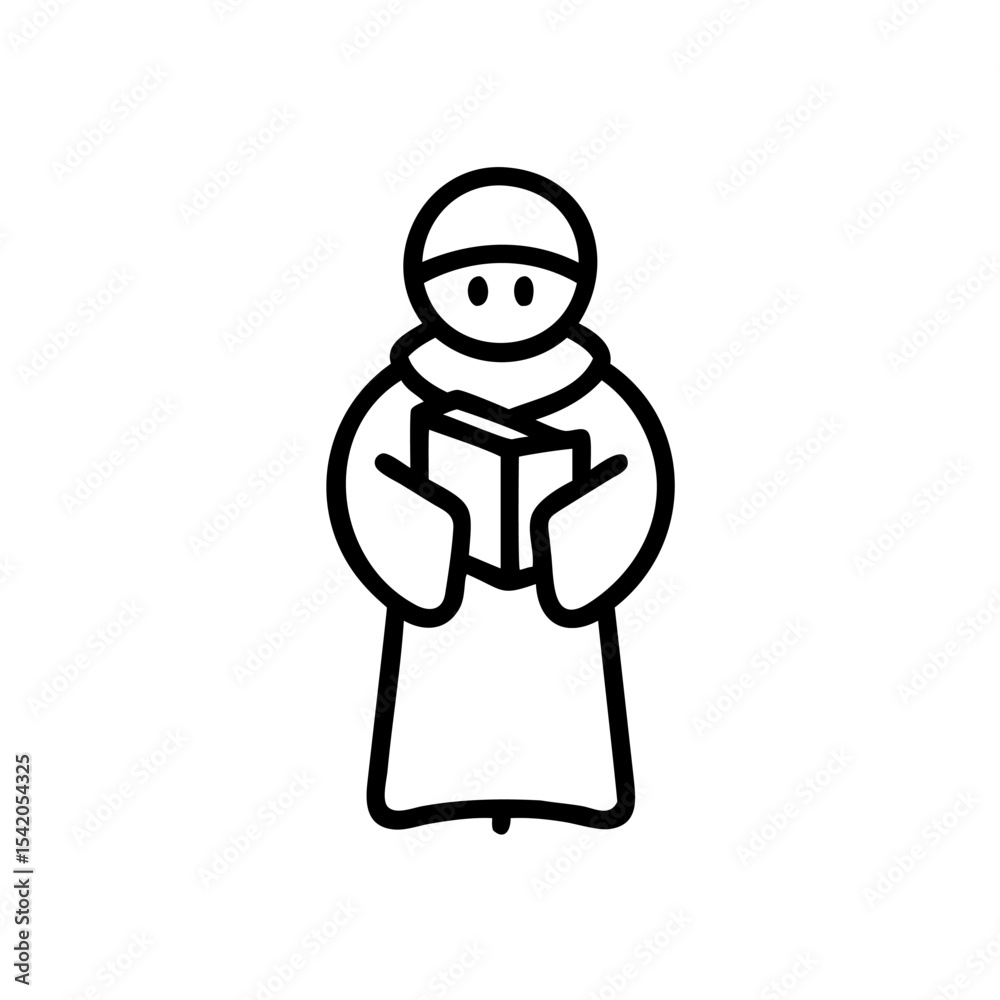 Obraz premium Black Line Drawing Handmade Muertos Figure Holding Gift Box Simple Icon Design Element