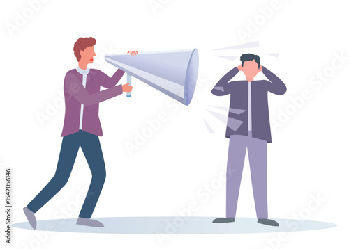announcement disturb other people, advertising loud, loud speaker, noise to people vector illustration