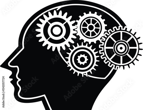 Human head profile silhouette vector illustration