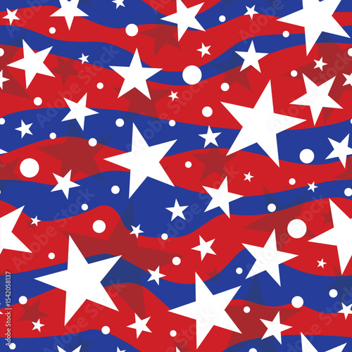 Patriotic American Red and Blue Seamless Pattern