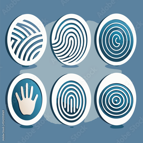 3D fingerprint scan icon isolated on white background, biometric security illustration representing digital authentication, access control, privacy, and modern technology.
