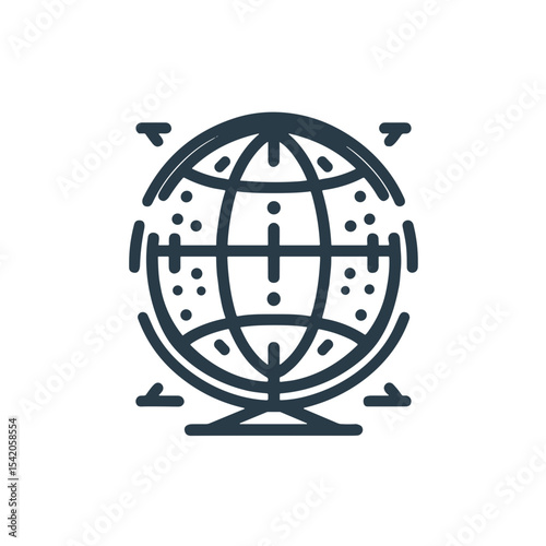 Globe icon representing global navigation and exploration  