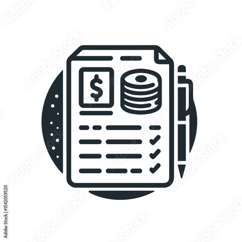 Billing statement with financial figures and checkmarks on paper  