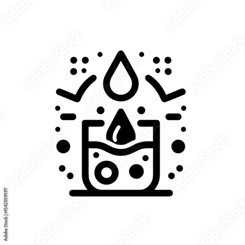 Water droplet falling into glass with splash effect design  