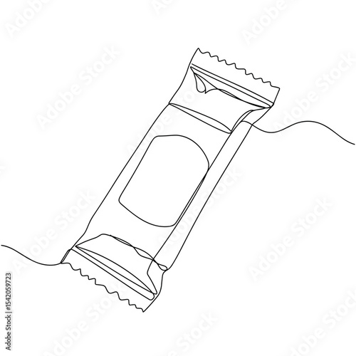 Line drawing of a snack bar package on a white background  