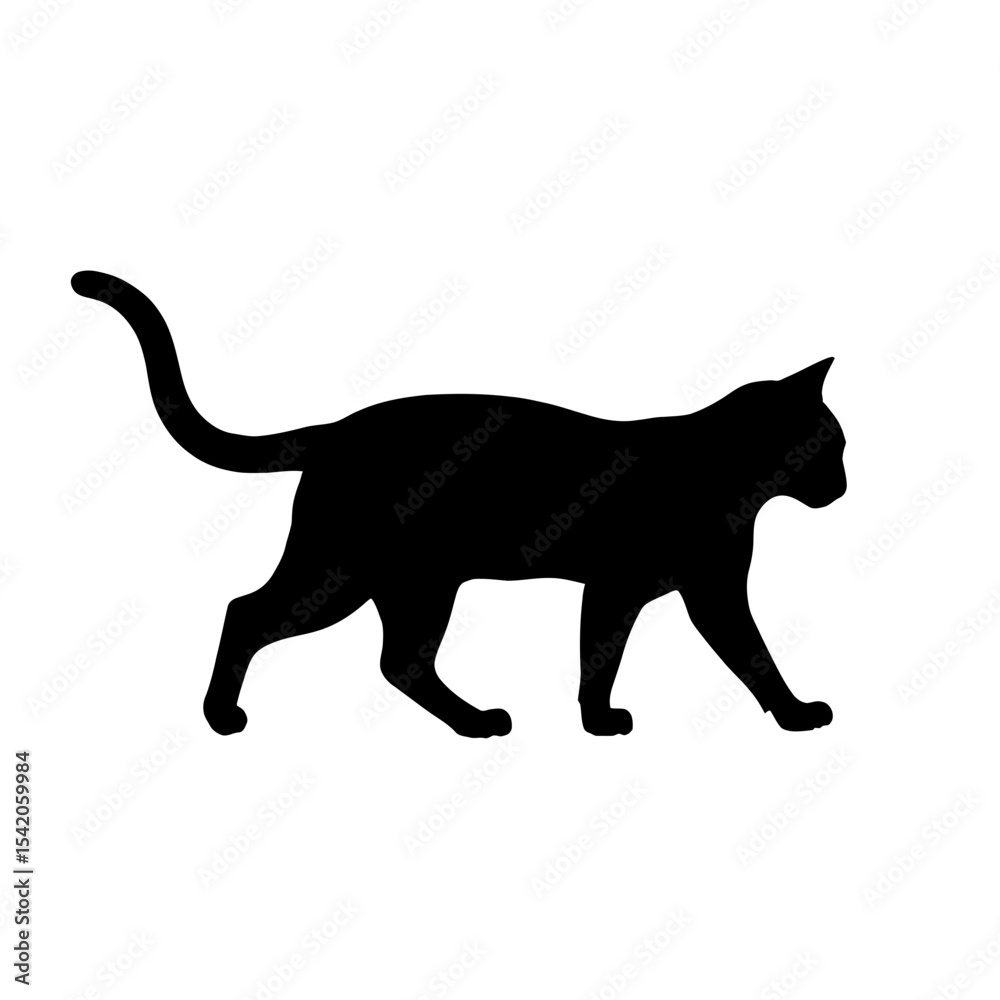 Fototapeta premium Black Cat Walking Silhouette Vector Graphic Element Animal Illustration Design Scalable Shape Isolated