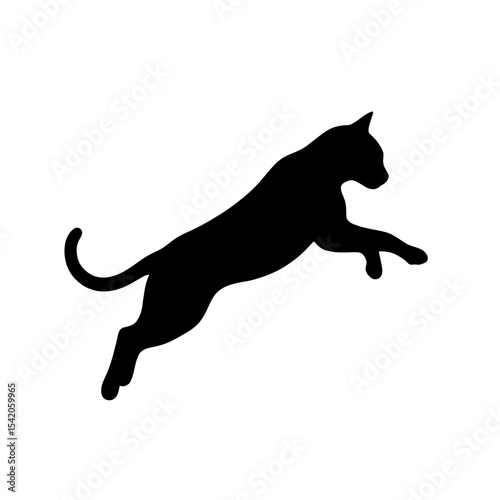  Black Cat Jumping Silhouette Vector Graphic Element Animal Design Illustration Simple