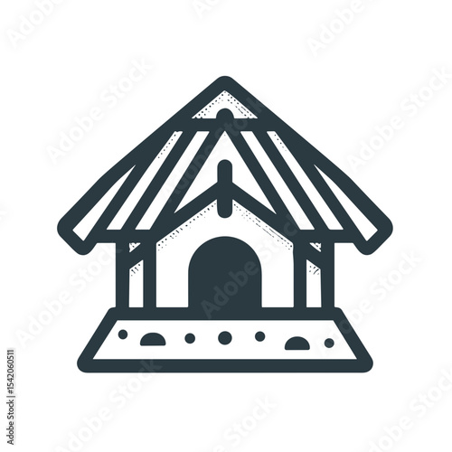Dog house illustration with a slanted roof and simple design  