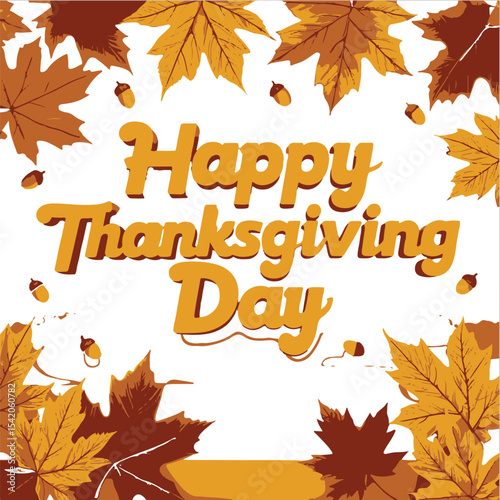 Happy thanksgiving day autumn leaves greeting card design
