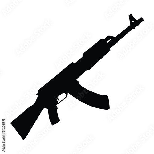 Black Silhouette assault rifle vector illustration