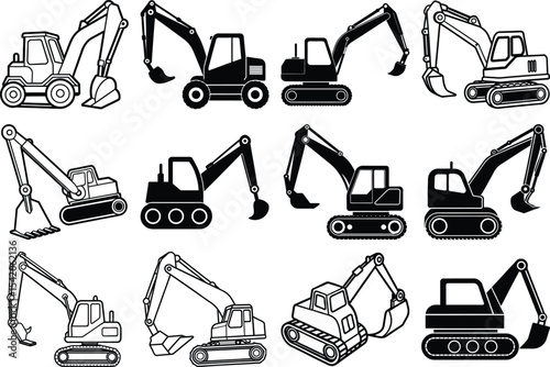 Black and White Tractor Illustration – Farming Vehicle Outline