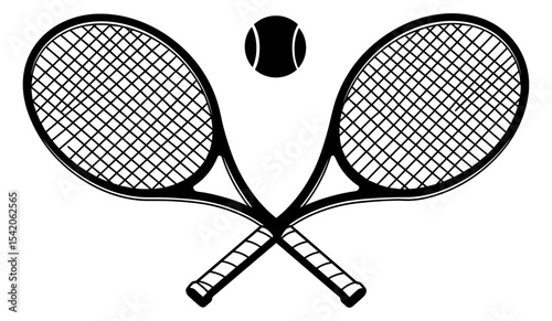 Crossed Equipment Design, Symbolizing the Sport of Tennis, Competition, and Active Lifestyle