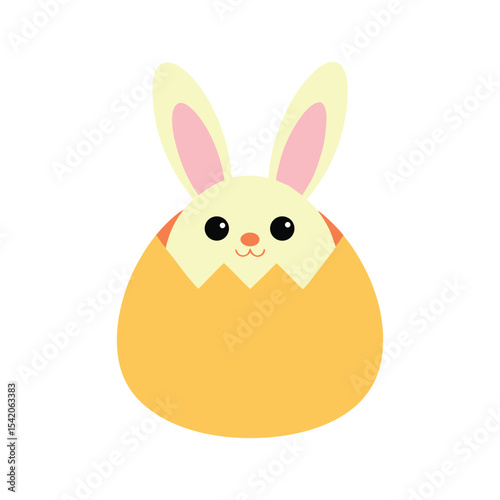 Adorable bunny hiding behind a giant Easter egg for festive joy Vector illustration