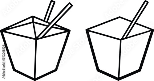 Two chinese takeout containers silhouette