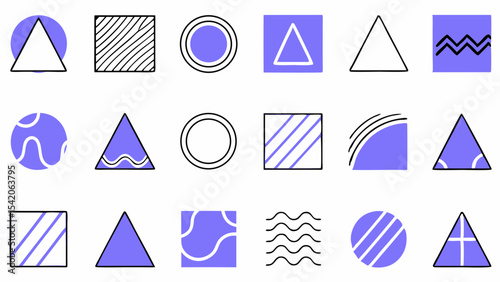 Set of 25 Modern Geometric Shapes | Retro Memphis Design Elements Collection.
