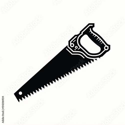 Hand saw cutting tool silhouette vector illustration isolated on a white background