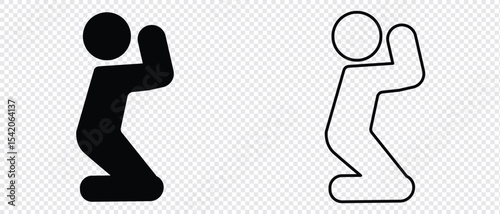 Praying Kneeling Person Icon. Person Praying icon . vector icons for apps and website ui design