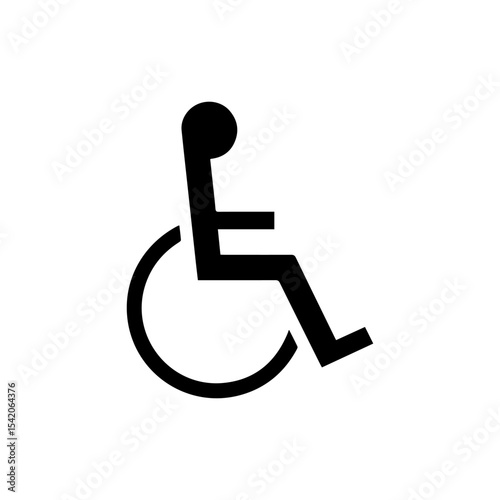 Black accessibility symbol of a person in a wheelchair on a white background