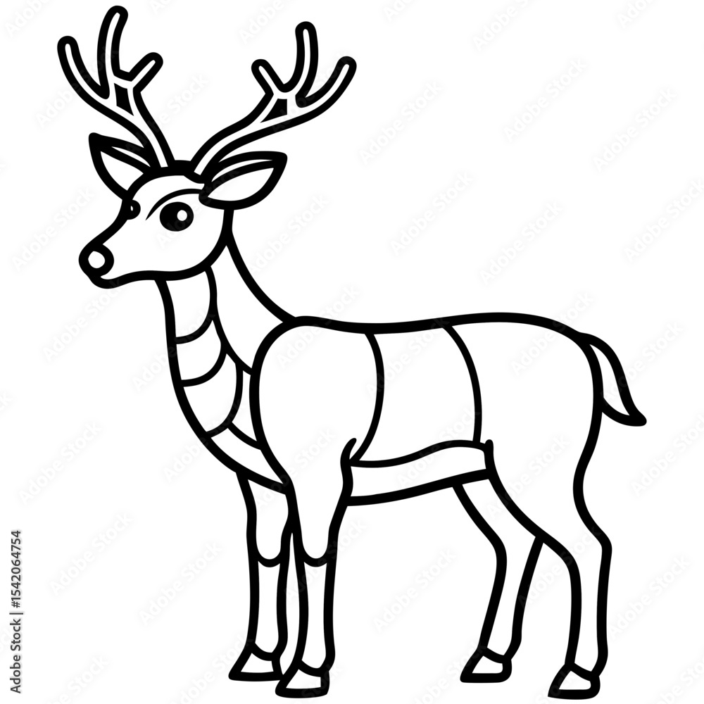 Fototapeta premium Reindeer (stylized) line art vector