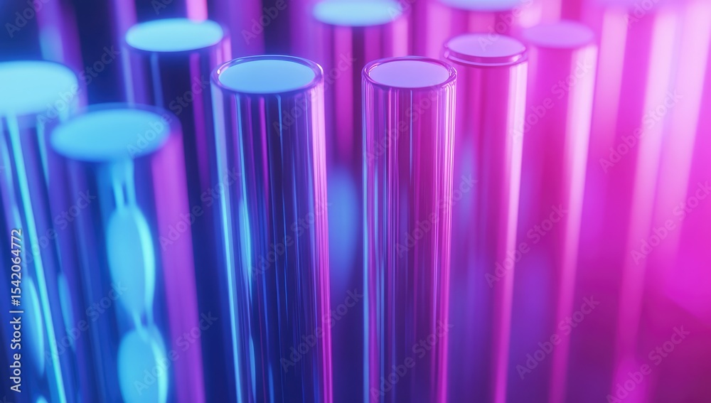 Fototapeta premium Abstract tubes in vibrant neon hues