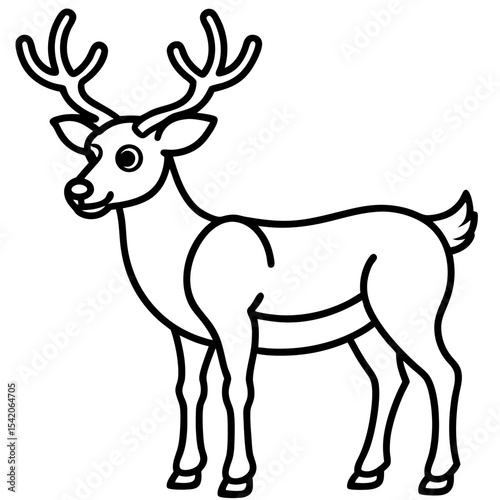 Reindeer (stylized) line art vector