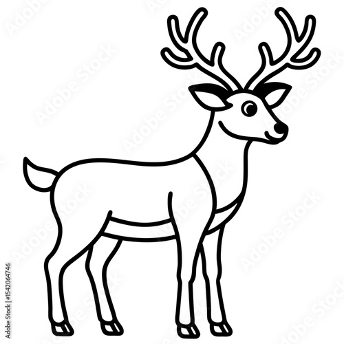 Reindeer (stylized) line art vector