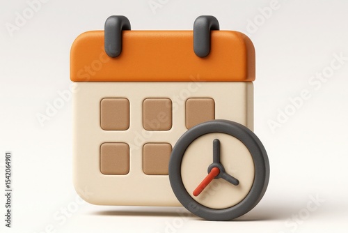 Time Management with Calendar and Clock Icon for Planning and Scheduling Appointments in Business and Personal Life
