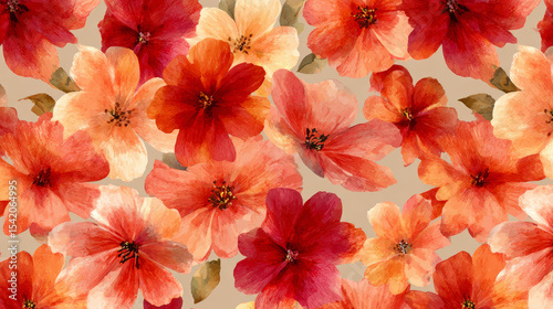 Wallpaper Mural Beautiful seamless floral pattern with watercolor summer flowers. Stock illustration. Torontodigital.ca