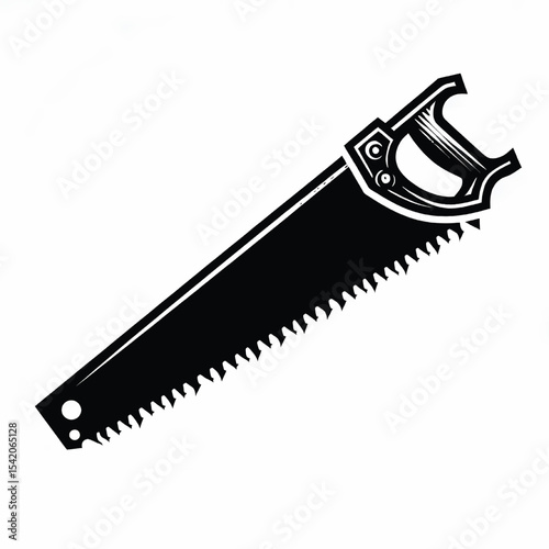 Hand saw cutting tool silhouette vector illustration isolated on a white background